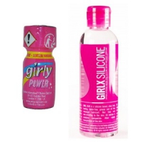 Pink Girly Pack  GIRLX SILICON massage + glijmiddel en  Poppers Girly