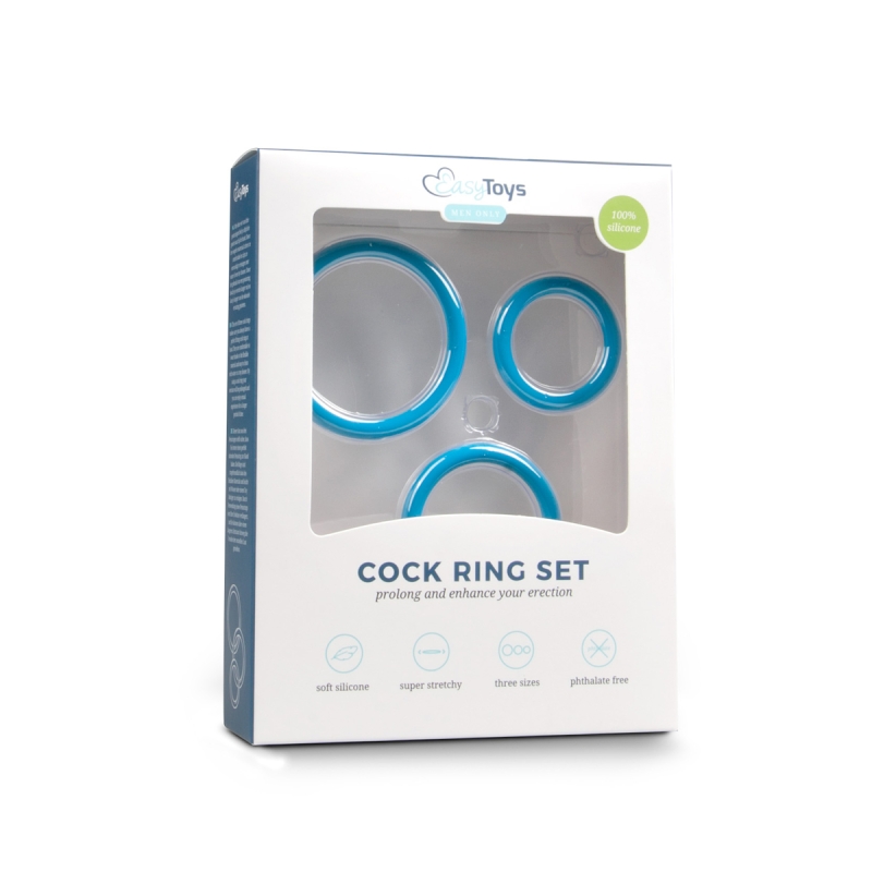 Cockring set - drie maten - blauw   van Easytoys